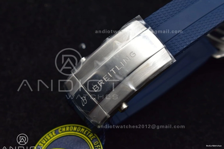 Cozy White Rubber on 1:1 Best BLSF Automatic SuperOcean 42 Dial A Blue Strap 1162 SS Edition 0517